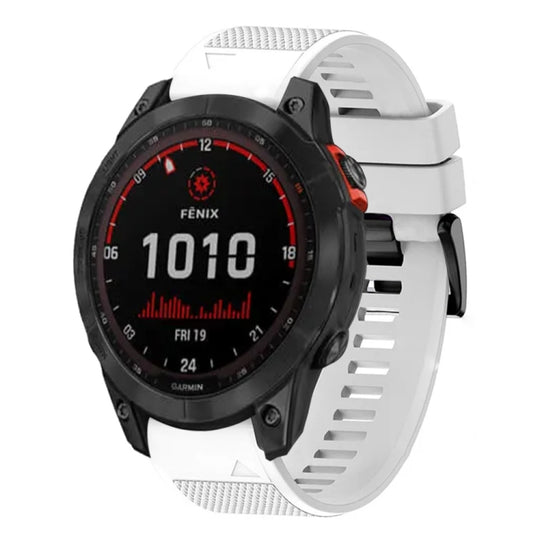 For Garmin Fenix 7X Solar Quick Release 26mm Silicone Watch Band(White)