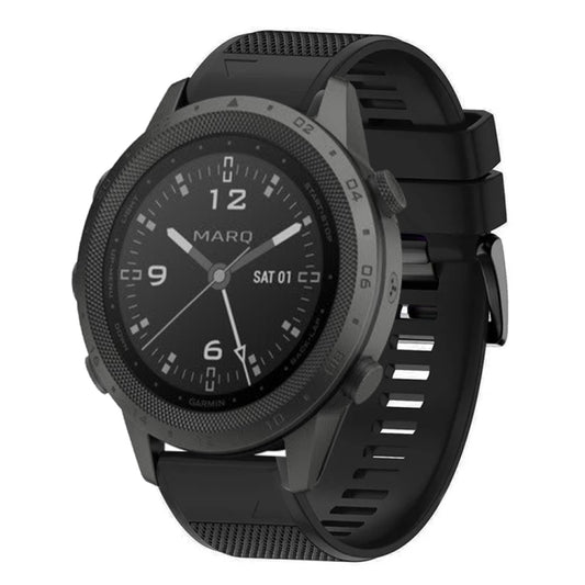 For Garmin MARQ Commander Quick Release 22mm Silicone Watch Band(Black) - Watch Bands by buy2fix | Online Shopping UK | buy2fix