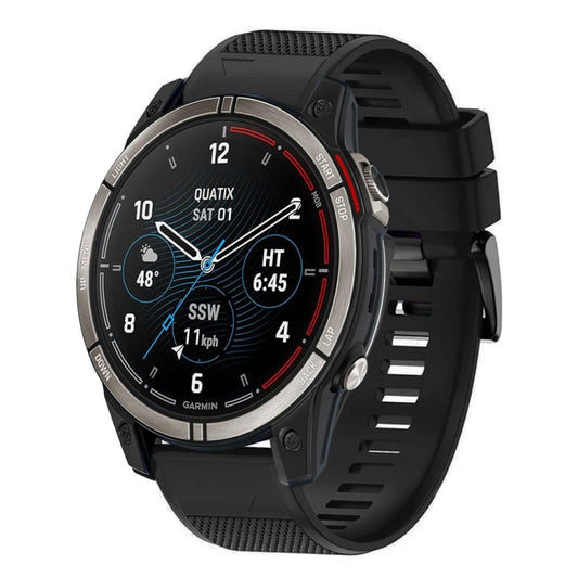For Garmin Quatix 7 Pro Quick Release 22mm Silicone Watch Band(Black) - Watch Bands by buy2fix | Online Shopping UK | buy2fix