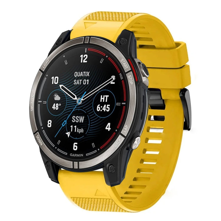 For Garmin Quatix 7 Pro Quick Release 22mm Silicone Watch Band(Yellow) - Watch Bands by buy2fix | Online Shopping UK | buy2fix