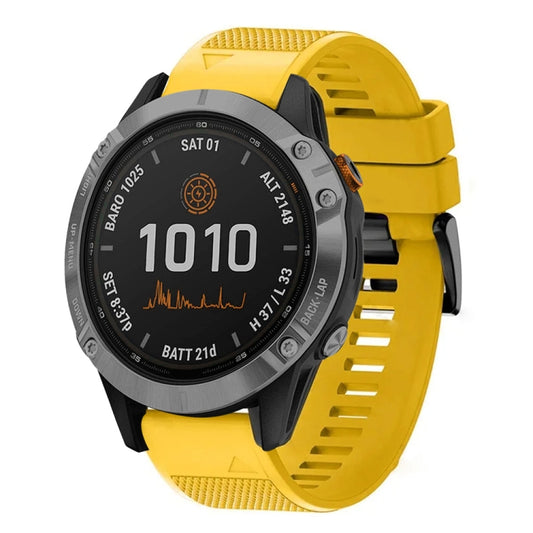 For Garmin Fenix 7 Pro 47mm Quick Release 22mm Silicone Watch Band(Yellow) - Watch Bands by buy2fix | Online Shopping UK | buy2fix