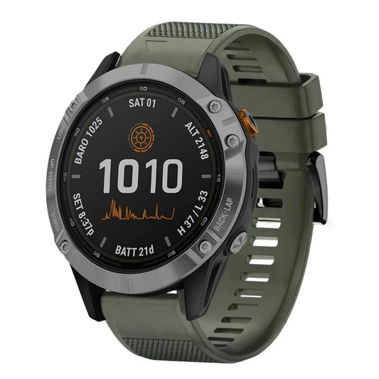 For Garmin Fenix 7 Pro 47mm Quick Release 22mm Silicone Watch Band(Army Green) - Watch Bands by buy2fix | Online Shopping UK | buy2fix