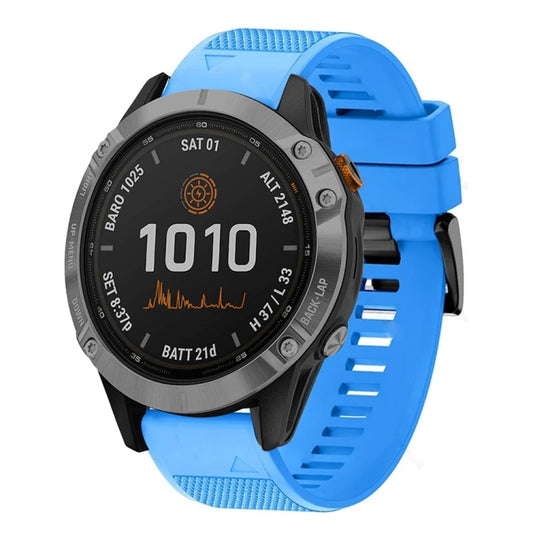 For Garmin Fenix 7 Pro 47mm Quick Release 22mm Silicone Watch Band(Sky Blue) - Watch Bands by buy2fix | Online Shopping UK | buy2fix