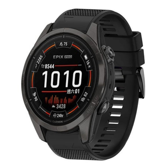 For Garmin Epix Pro 47mm Quick Release 22mm Silicone Watch Band(Black) - Watch Bands by buy2fix | Online Shopping UK | buy2fix