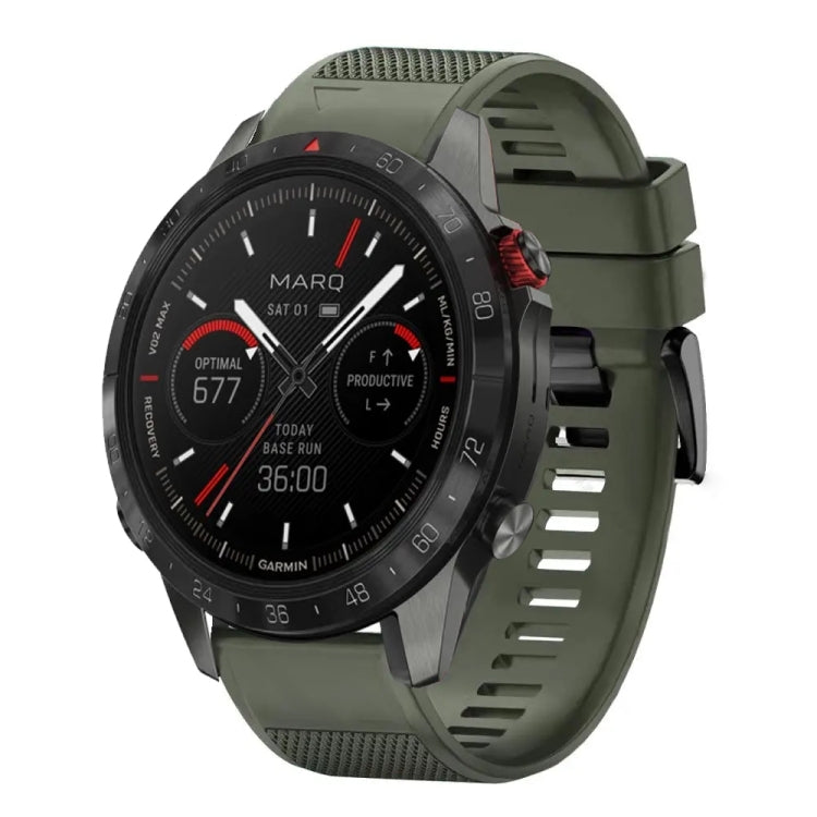 For Garmin MARQ Athlete Gen 2 Quick Release 22mm Silicone Watch Band(Army Green) - Watch Bands by buy2fix | Online Shopping UK | buy2fix
