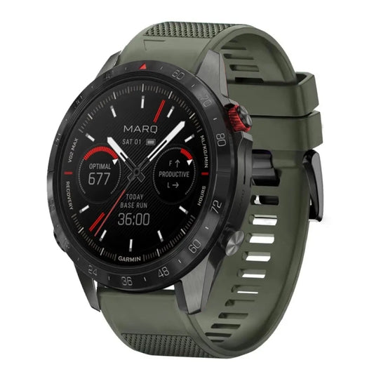 For Garmin MARQ Athlete Gen 2 Quick Release 22mm Silicone Watch Band(Army Green) - Watch Bands by buy2fix | Online Shopping UK | buy2fix