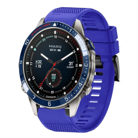 For Garmin MARQ Captain Gen 2 Quick Release 22mm Silicone Watch Band(Dark Blue) - Watch Bands by buy2fix | Online Shopping UK | buy2fix