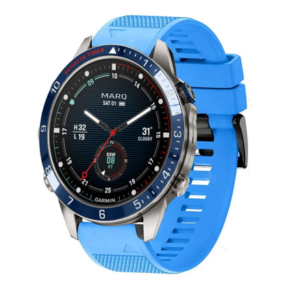 For Garmin MARQ Captain Gen 2 Quick Release 22mm Silicone Watch Band(Sky Blue) - Watch Bands by buy2fix | Online Shopping UK | buy2fix
