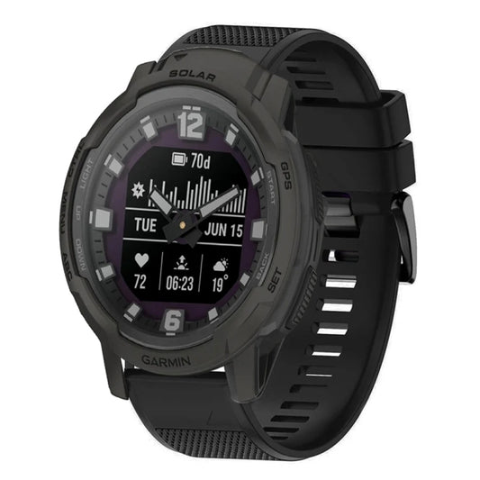 For Garmin Instinct Crossover Solar Quick Release 22mm Silicone Watch Band(Black) - Watch Bands by buy2fix | Online Shopping UK | buy2fix