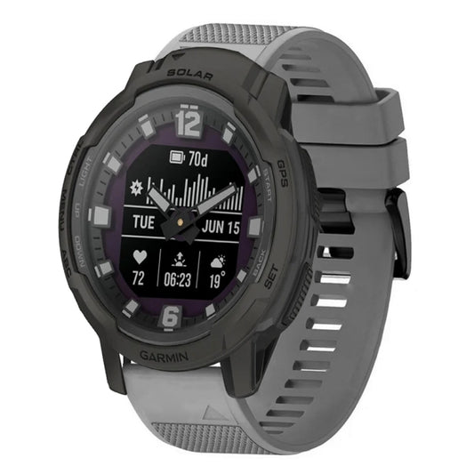 For Garmin Instinct Crossover Solar Quick Release 22mm Silicone Watch Band(Grey) - Watch Bands by buy2fix | Online Shopping UK | buy2fix