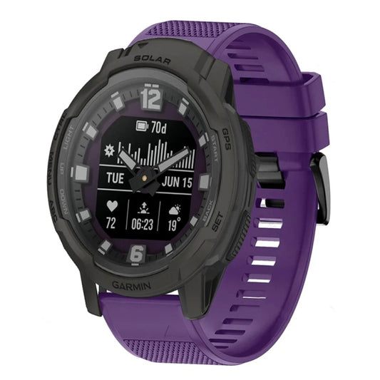 For Garmin Instinct Crossover Solar Quick Release 22mm Silicone Watch Band(Purple) - Watch Bands by buy2fix | Online Shopping UK | buy2fix
