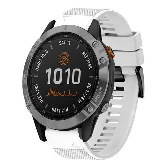 For Garmin Fenix 7 Solar Quick Release 22mm Silicone Watch Band(White) - Watch Bands by buy2fix | Online Shopping UK | buy2fix