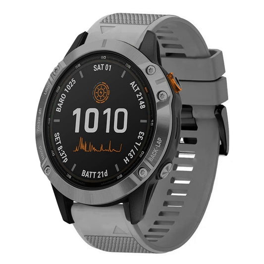 For Garmin Fenix 7 Solar Quick Release 22mm Silicone Watch Band(Grey) - Watch Bands by buy2fix | Online Shopping UK | buy2fix