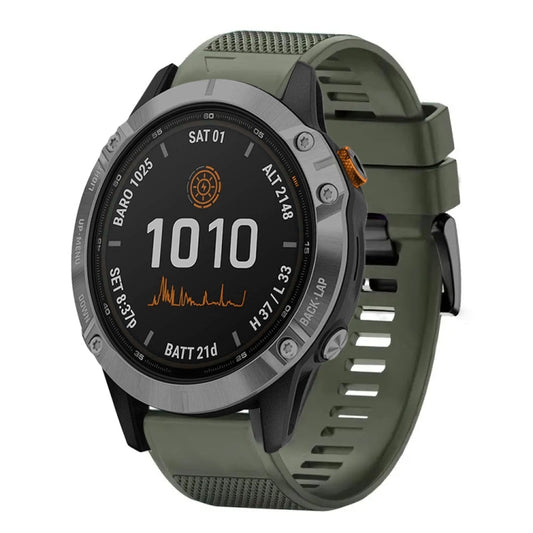 For Garmin Fenix 7 Solar Quick Release 22mm Silicone Watch Band(Army Green) - Watch Bands by buy2fix | Online Shopping UK | buy2fix