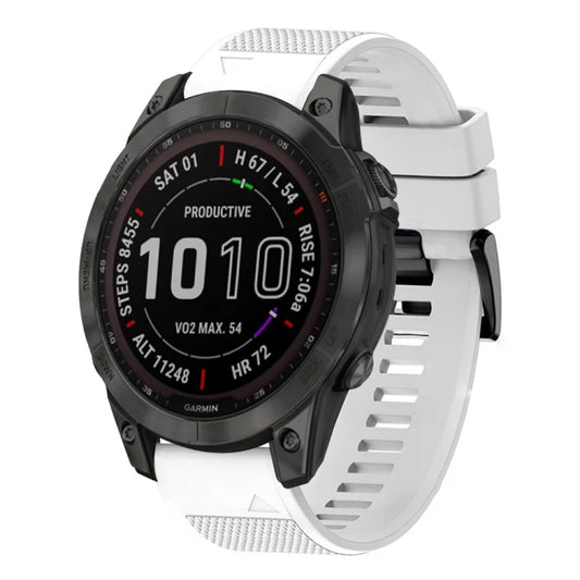 For Garmin Fenix 7 Sapphire Solar Quick Release 22mm Silicone Watch Band(White) - Watch Bands by buy2fix | Online Shopping UK | buy2fix