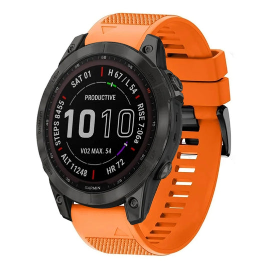 For Garmin Fenix 7 Sapphire Solar Quick Release 22mm Silicone Watch Band(Orange) - Watch Bands by buy2fix | Online Shopping UK | buy2fix