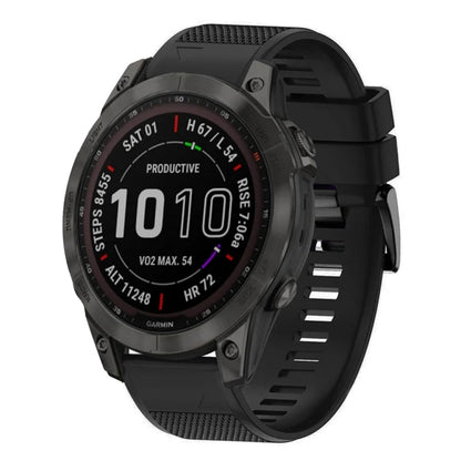For Garmin Fenix 7 Sapphire Solar Quick Release 22mm Silicone Watch Band(Black) - Watch Bands by buy2fix | Online Shopping UK | buy2fix