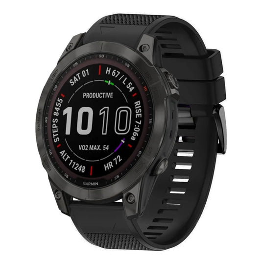 For Garmin Fenix 7 Sapphire Solar Quick Release 22mm Silicone Watch Band(Black) - Watch Bands by buy2fix | Online Shopping UK | buy2fix