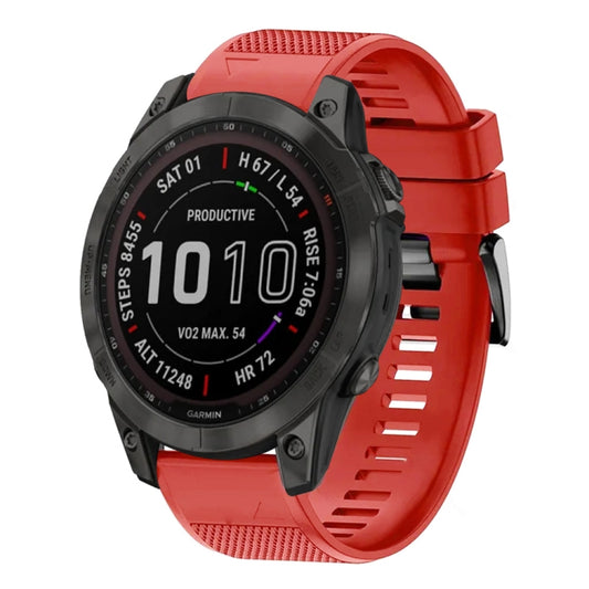 For Garmin Fenix 7 Sapphire Solar Quick Release 22mm Silicone Watch Band(Red) - Watch Bands by buy2fix | Online Shopping UK | buy2fix