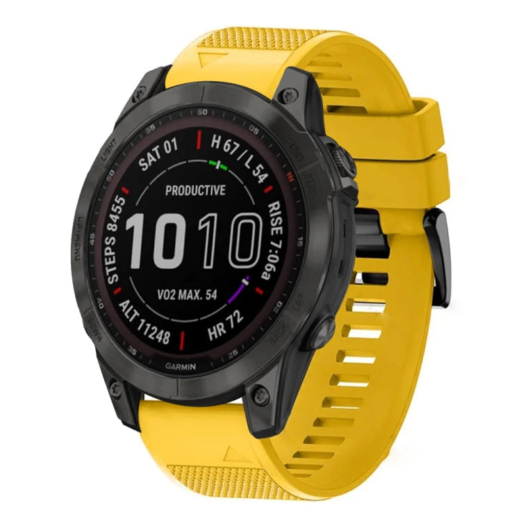 For Garmin Fenix 7 Sapphire Solar Quick Release 22mm Silicone Watch Band(Yellow) - Watch Bands by buy2fix | Online Shopping UK | buy2fix