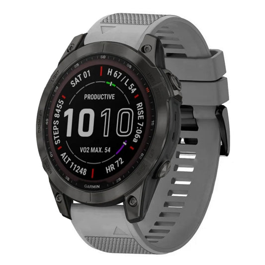 For Garmin Fenix 7 Sapphire Solar Quick Release 22mm Silicone Watch Band(Grey) - Watch Bands by buy2fix | Online Shopping UK | buy2fix