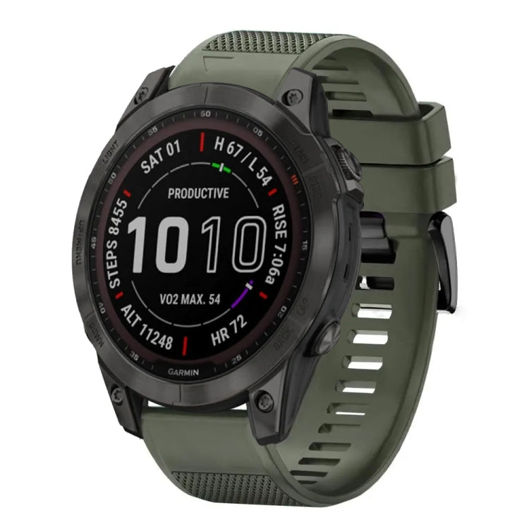 For Garmin Fenix 7 Sapphire Solar Quick Release 22mm Silicone Watch Band(Army Green) - Watch Bands by buy2fix | Online Shopping UK | buy2fix