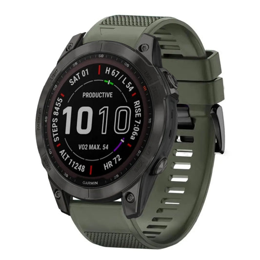 For Garmin Fenix 7 Sapphire Solar Quick Release 22mm Silicone Watch Band(Army Green) - Watch Bands by buy2fix | Online Shopping UK | buy2fix