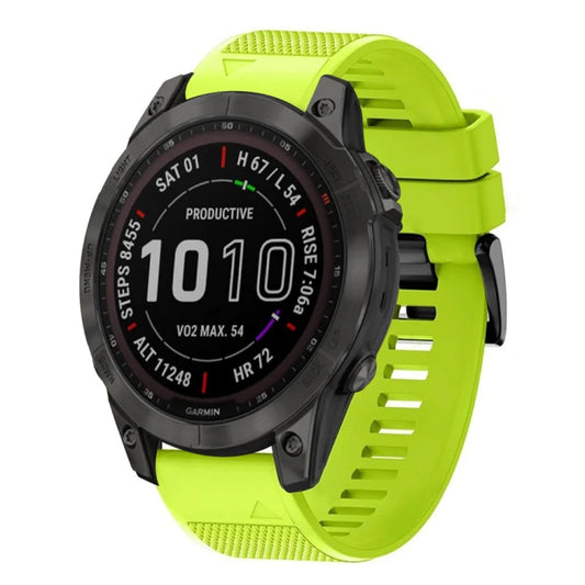 For Garmin Fenix 7 Sapphire Solar Quick Release 22mm Silicone Watch Band(Lime Green) - Watch Bands by buy2fix | Online Shopping UK | buy2fix