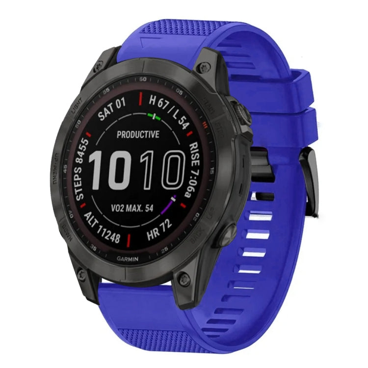 For Garmin Fenix 7 Sapphire Solar Quick Release 22mm Silicone Watch Band(Dark Blue) - Watch Bands by buy2fix | Online Shopping UK | buy2fix