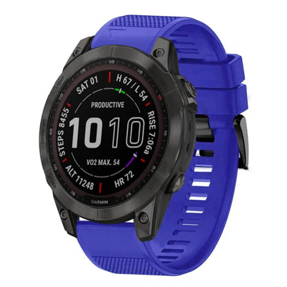 For Garmin Fenix 7 Sapphire Solar Quick Release 22mm Silicone Watch Band(Dark Blue) - Watch Bands by buy2fix | Online Shopping UK | buy2fix