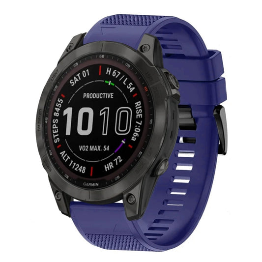 For Garmin Fenix 7 Sapphire Solar Quick Release 22mm Silicone Watch Band(Midnight Blue) - Watch Bands by buy2fix | Online Shopping UK | buy2fix