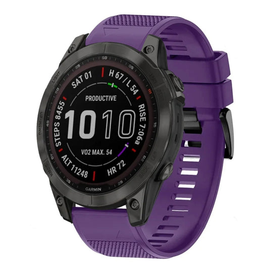 For Garmin Fenix 7 Sapphire Solar Quick Release 22mm Silicone Watch Band(Purple) - Watch Bands by buy2fix | Online Shopping UK | buy2fix