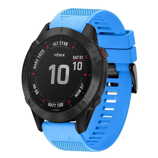 For Garmin Fenix 6 Quick Release 22mm Silicone Watch Band(Sky Blue) - Watch Bands by buy2fix | Online Shopping UK | buy2fix