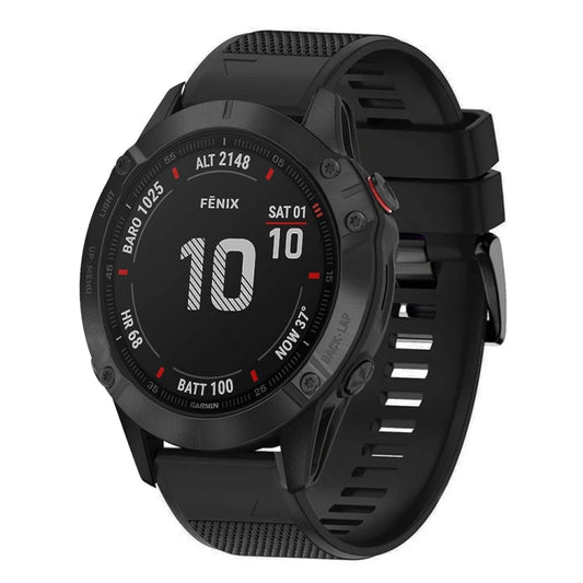 For Garmin Fenix 6 Pro Quick Release 22mm Silicone Watch Band(Black) - Watch Bands by buy2fix | Online Shopping UK | buy2fix