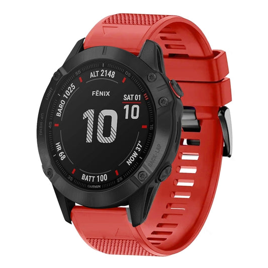 For Garmin Fenix 6 Pro Quick Release 22mm Silicone Watch Band(Red) - Watch Bands by buy2fix | Online Shopping UK | buy2fix