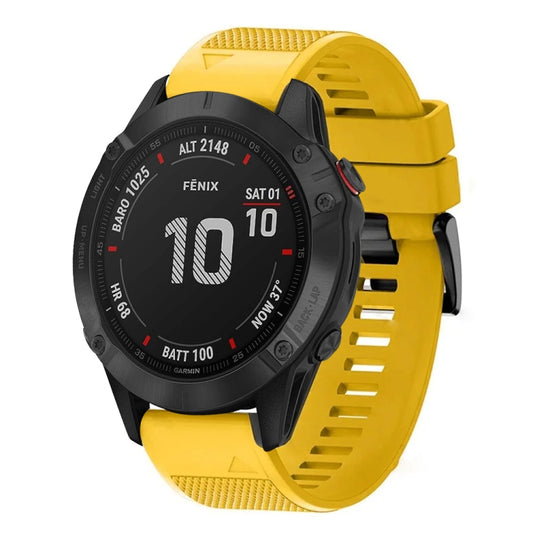 For Garmin Fenix 6 Pro Quick Release 22mm Silicone Watch Band(Yellow) - Watch Bands by buy2fix | Online Shopping UK | buy2fix