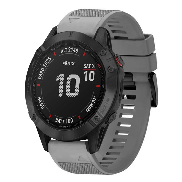 For Garmin Fenix 6 Pro Quick Release 22mm Silicone Watch Band(Grey) - Watch Bands by buy2fix | Online Shopping UK | buy2fix