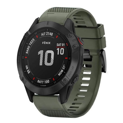For Garmin Fenix 6 Pro Quick Release 22mm Silicone Watch Band(Army Green) - Watch Bands by buy2fix | Online Shopping UK | buy2fix
