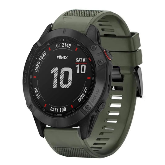 For Garmin Fenix 6 Pro Quick Release 22mm Silicone Watch Band(Army Green) - Watch Bands by buy2fix | Online Shopping UK | buy2fix