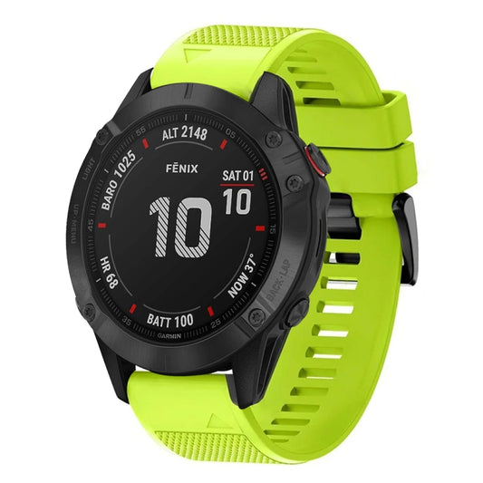 For Garmin Fenix 6 Pro Quick Release 22mm Silicone Watch Band(Lime Green) - Watch Bands by buy2fix | Online Shopping UK | buy2fix