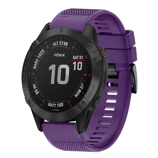 For Garmin Fenix 6 Pro Quick Release 22mm Silicone Watch Band(Purple) - Watch Bands by buy2fix | Online Shopping UK | buy2fix