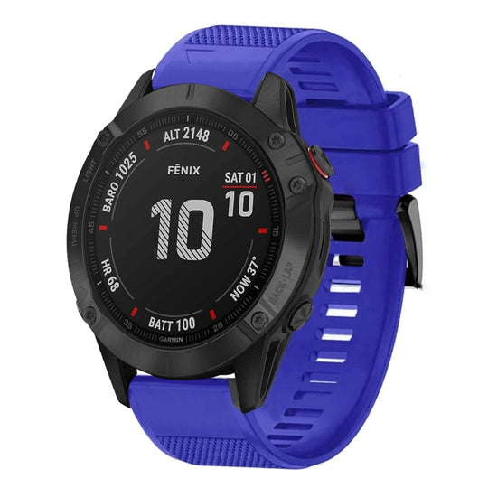 For Garmin Fenix 6 Sapphire Quick Release 22mm Silicone Watch Band(Dark Blue)