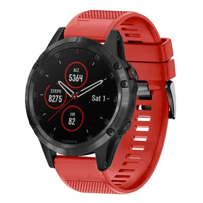 For Garmin Fenix 5 Quick Release 22mm Silicone Watch Band(Red) - Watch Bands by buy2fix | Online Shopping UK | buy2fix