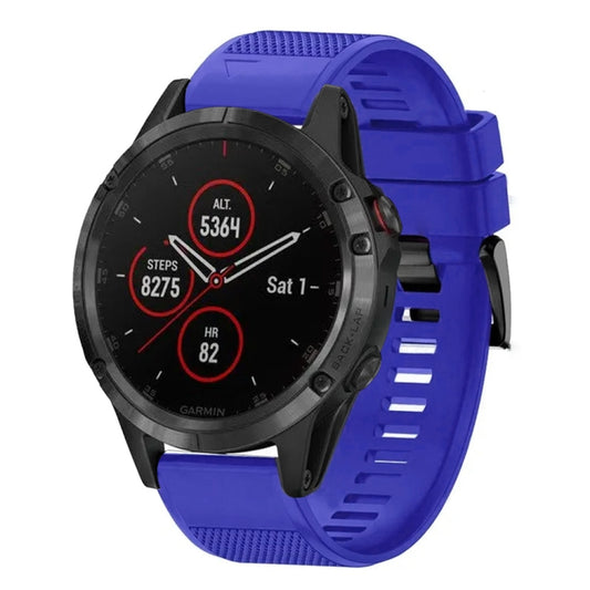 For Garmin Fenix 5 Quick Release 22mm Silicone Watch Band(Dark Blue) - Watch Bands by buy2fix | Online Shopping UK | buy2fix