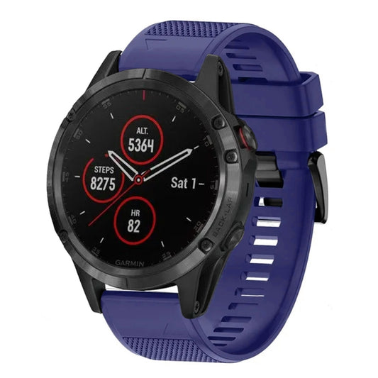For Garmin Fenix 5 Quick Release 22mm Silicone Watch Band(Midnight Blue) - Watch Bands by buy2fix | Online Shopping UK | buy2fix