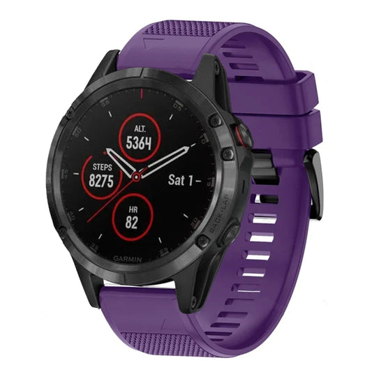 For Garmin Fenix 5 Quick Release 22mm Silicone Watch Band(Purple) - Watch Bands by buy2fix | Online Shopping UK | buy2fix