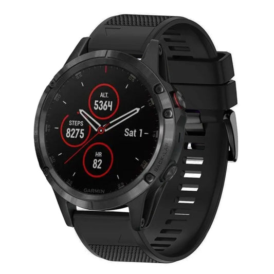 For Garmin Fenix 5 Plus Quick Release 22mm Silicone Watch Band(Black) - Watch Bands by buy2fix | Online Shopping UK | buy2fix