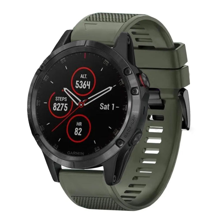 For Garmin Fenix 5 Plus Quick Release 22mm Silicone Watch Band(Army Green) - Watch Bands by buy2fix | Online Shopping UK | buy2fix