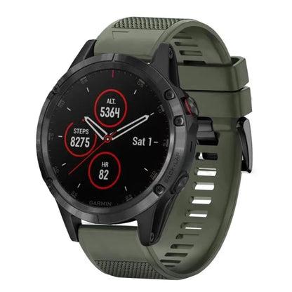 For Garmin Fenix 5 Plus Quick Release 22mm Silicone Watch Band(Army Green) - Watch Bands by buy2fix | Online Shopping UK | buy2fix