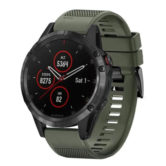 For Garmin Fenix 5 Plus Quick Release 22mm Silicone Watch Band(Army Green) - Watch Bands by buy2fix | Online Shopping UK | buy2fix